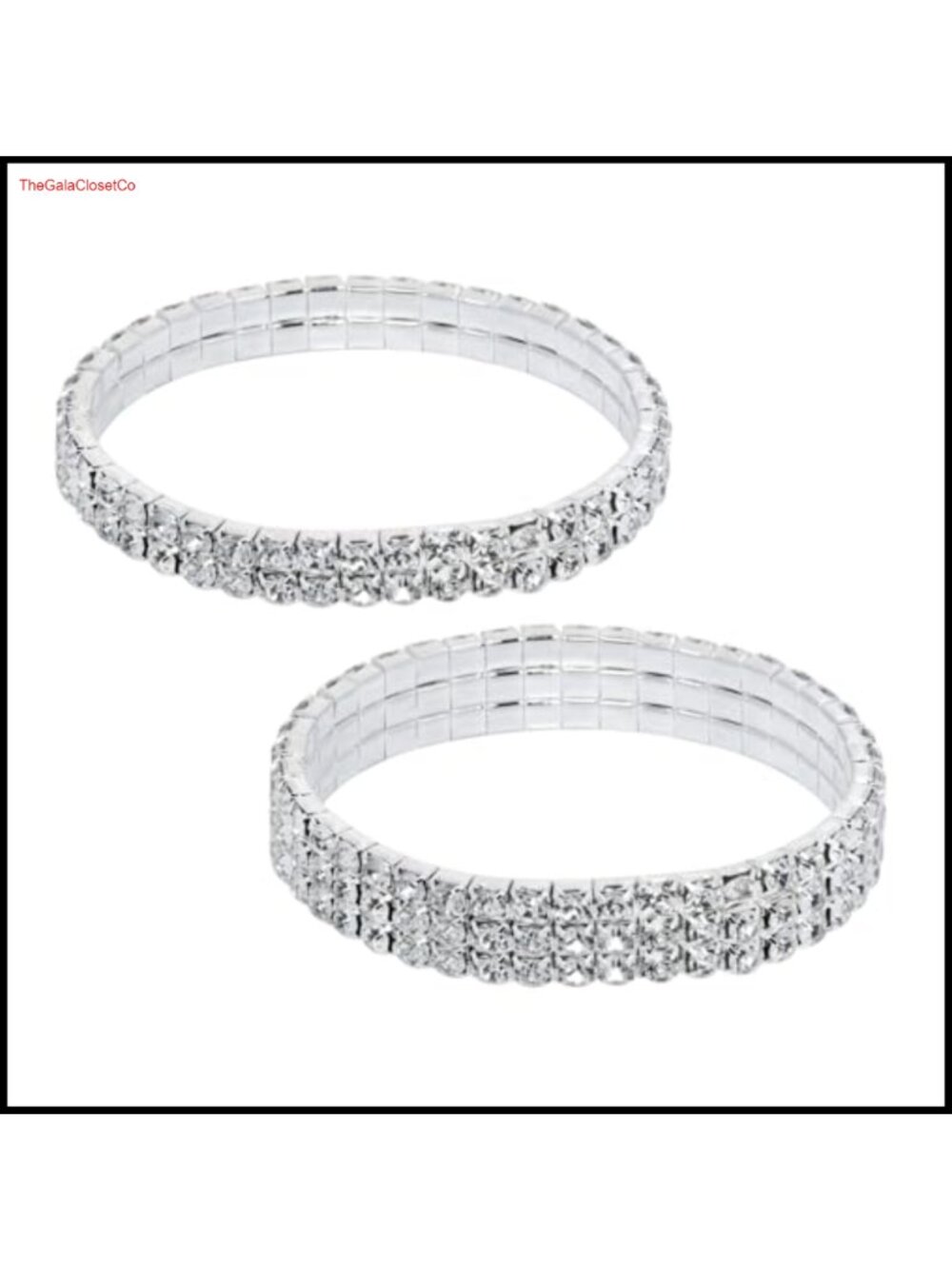 2pc Stretch Rhinestone Tennis Bracelets Stackable Crystal Bangle Set Women